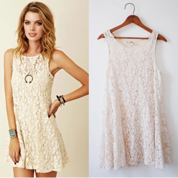 🆕 Free People Lace Ivory Dress. Fully Underlined & Stretchy. NWT - Picture 6 of 8